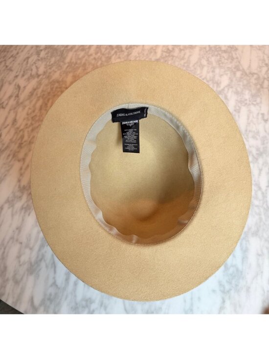 Zadig & Voltaire Neo Alabama Tan Fedora Hat With Ribbon Band - 100% Wool - Styli